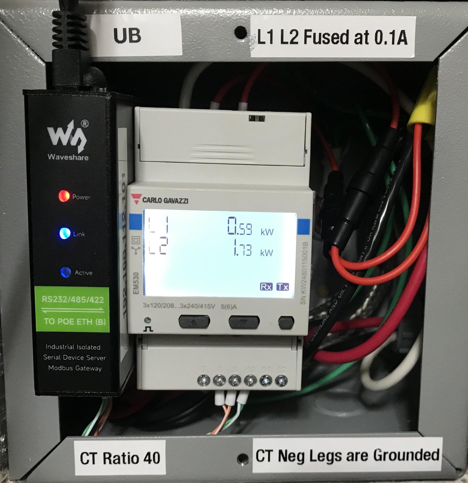 Industrial telemetry cabinet and DIN-rail gateway installation
