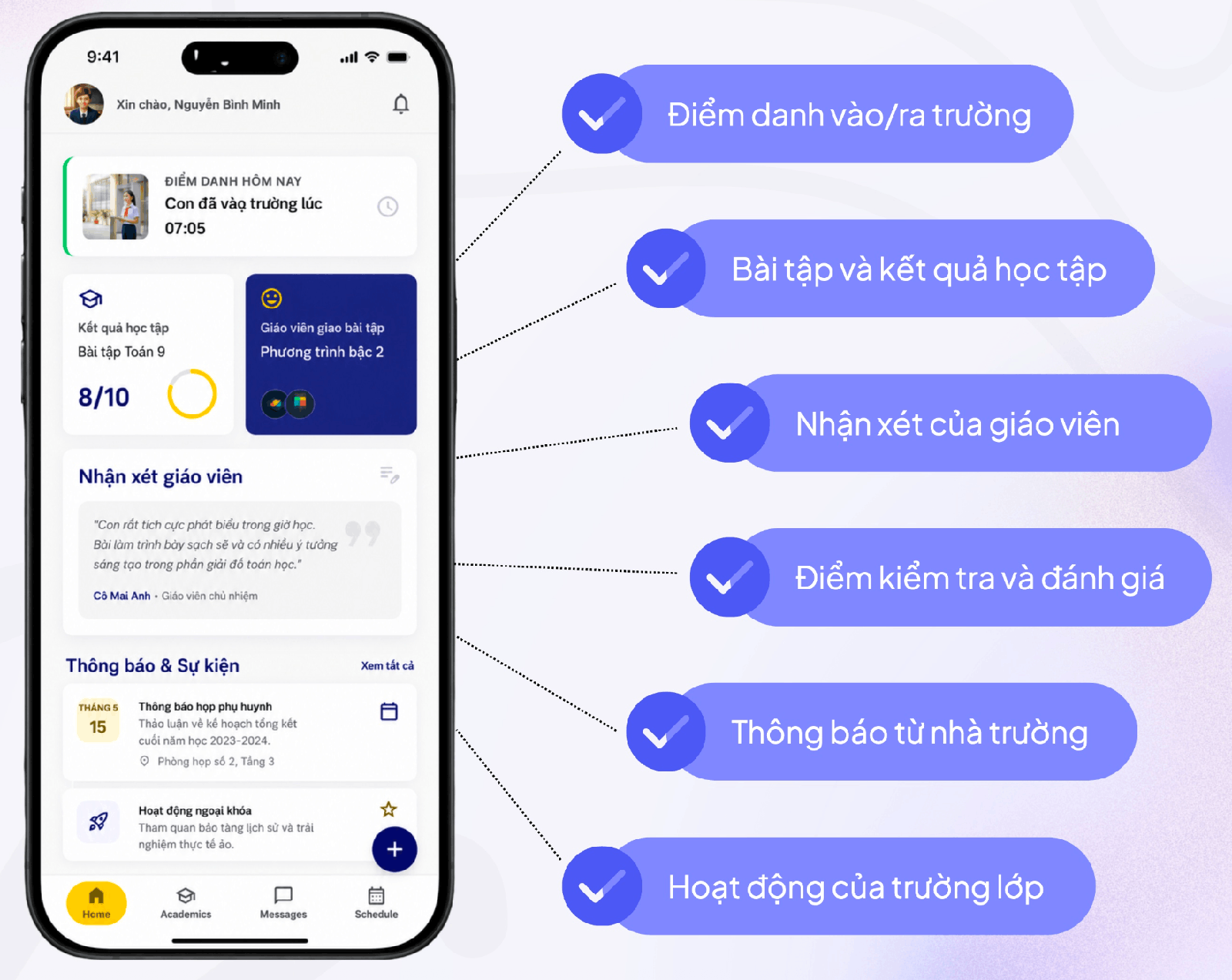 SchoolX parent mobile app and administrative dashboard