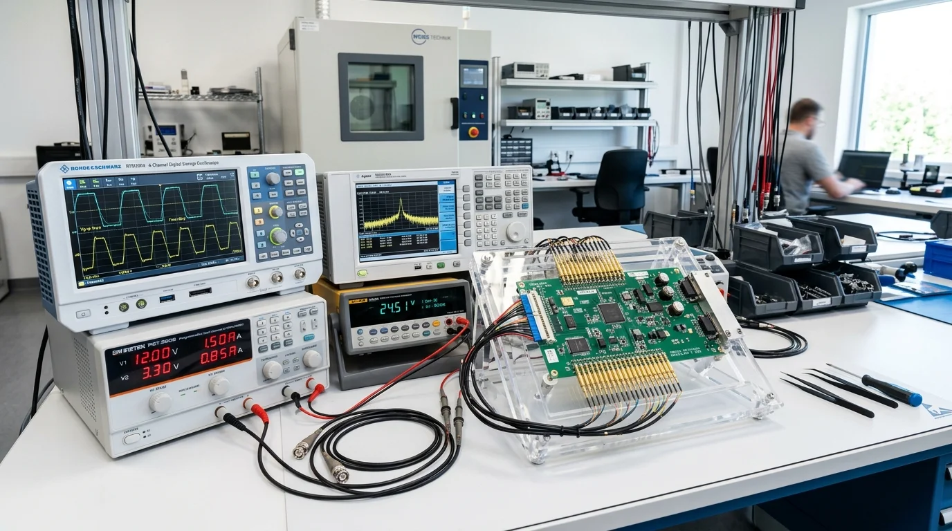 Automated PCB test fixture jig and quality control station prior to production handover